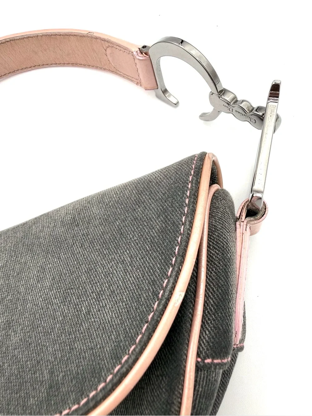 Dior Gray and Pink Galliano Saddle Bag - Picture 14 of 15